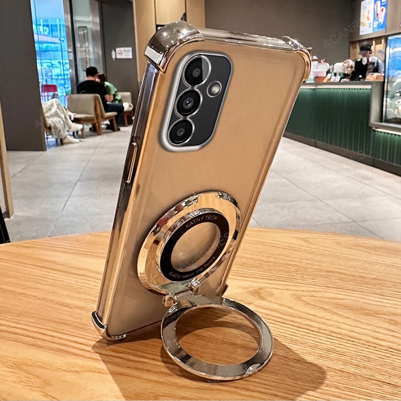 Magnetic Wireless Charging Stand with Four-Corner Anti-Shock Plating Case