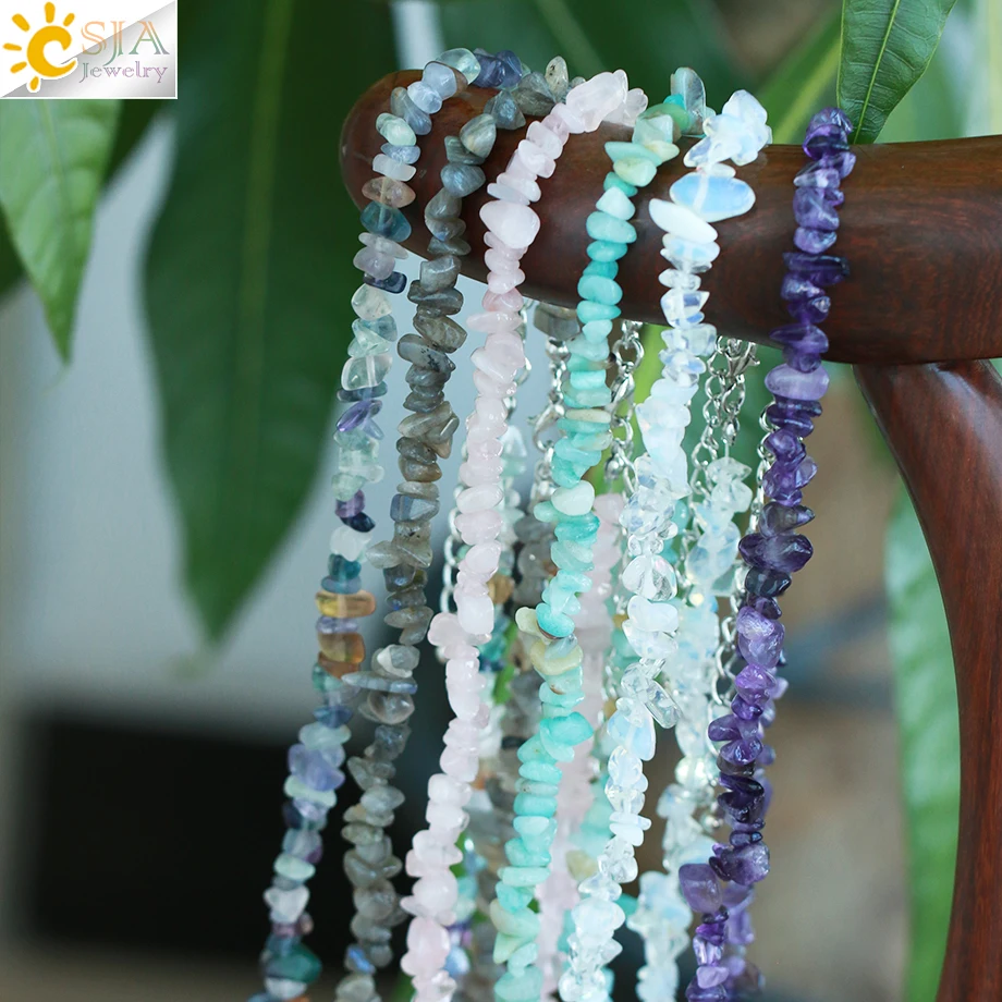 Bohemian Crystal Necklaces Healing Natural Stone Choker Necklace for Women Irregualr Chip Beads Amethysts Pink Quartz Lapis H123 velvet choker necklaces,women jewelry