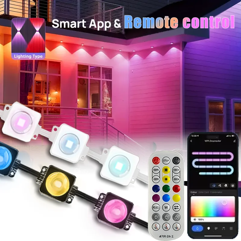 Smart RGB Eaves Lights Permanent Outdoor LED String Lights with App Remote Control IP67 Waterproof for House Roof Holiday Decoration