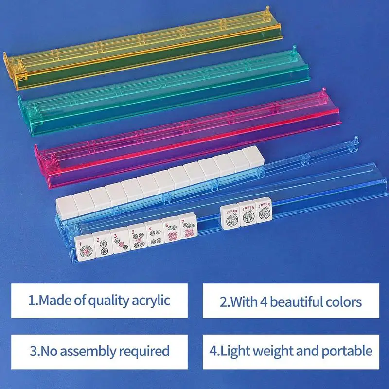 Mahjong Pushers And Racks Mahjong Pushers Multicolor Racks Set Of 4 Acrylic Storage Organizer Board Game Accessories Mah Jongg