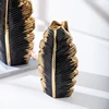2Pcs/Nordic black gold plating leaf ceramic vase Modern simple household TV cabinet decoration vase 5