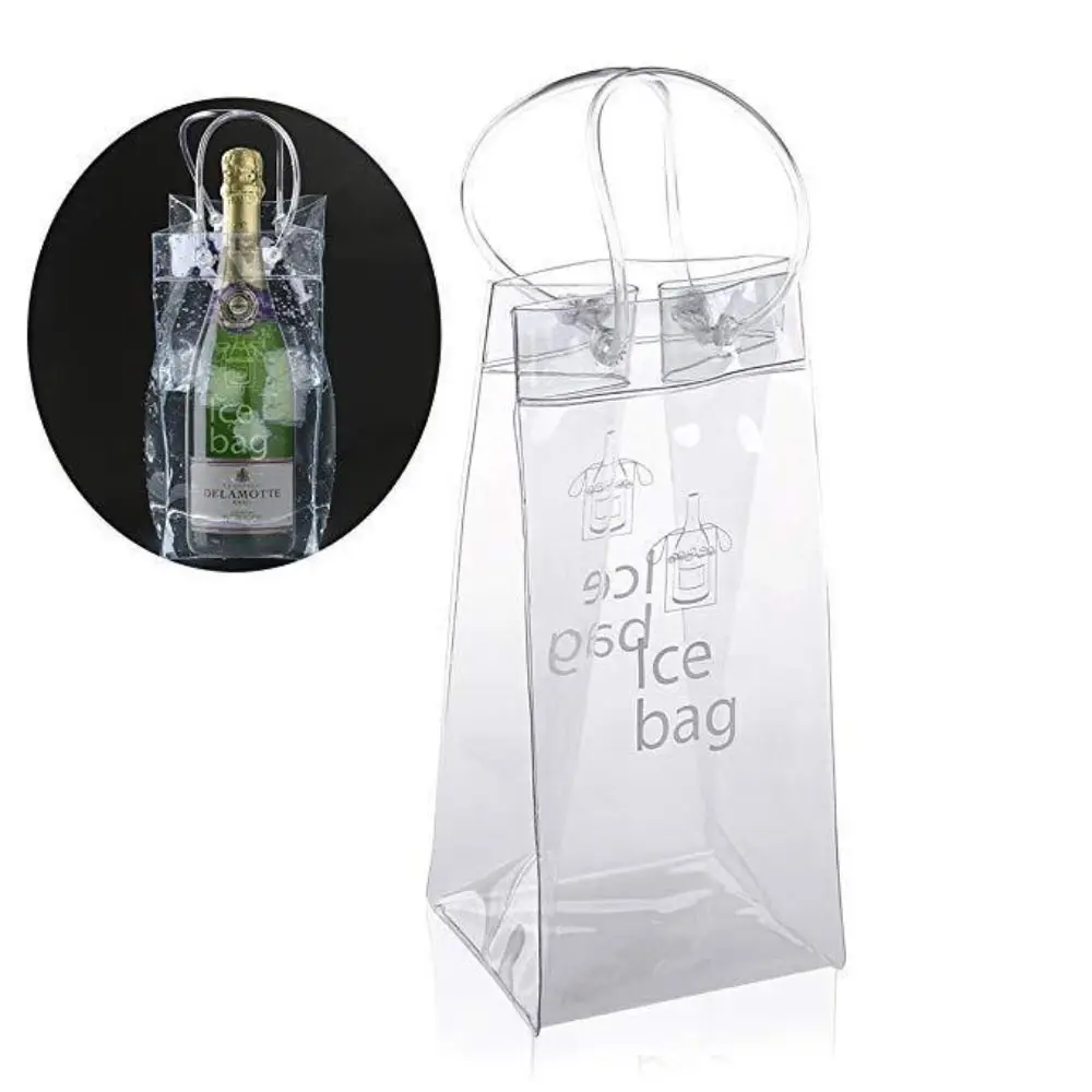 

PVC Ice Bag Durable Foldable Transparent Wine Bottle Freezer Bag Leakproof Chiller Drink Bottle Cooler Outdoor Camping