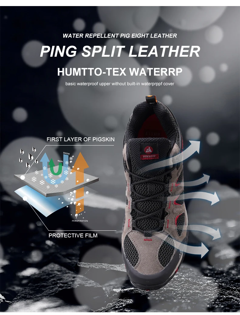 Hikeup männer schuhe atmungsaktiv spritz feste outdoor wanders chuhe bergsteigen sport herren jagd trekking sneaker – Detail 7