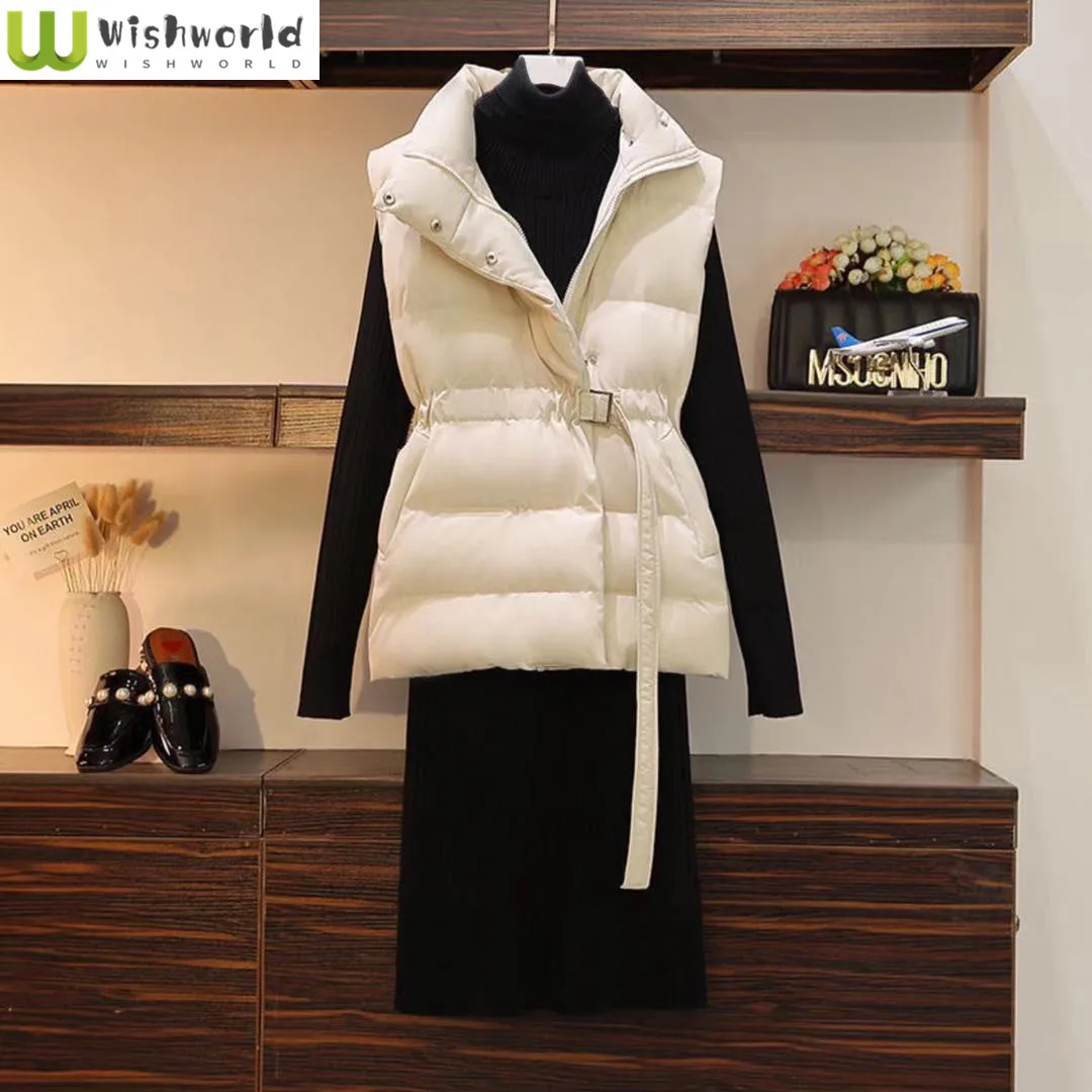 2023 Autumn/Winter New Korean Fashion Slim Tank Top Temperament Knitted Skirt Age Reducing Elegant Women's Two Piece Set 25kpa dn50 vacuum relief pressure reducing valve for transformer oil tank ysf8 series