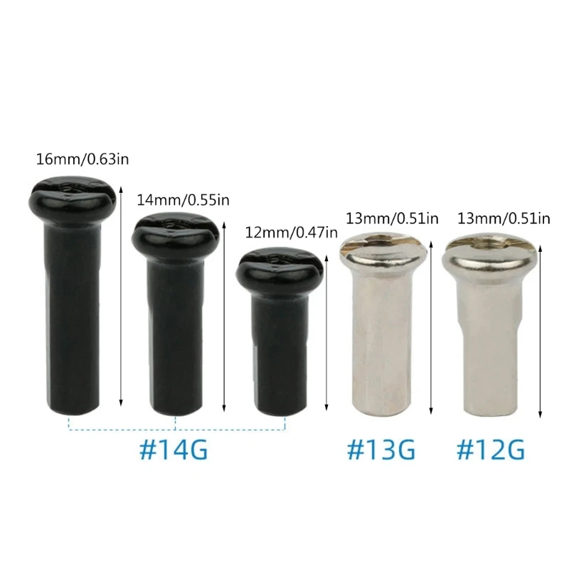 50PCS Brass Spoke Nipple 14G 13G 12G Mountain Road Bicycles Wheel E-bike Scooter Bike Spoke Cap Brass Bike Part Coated bike spokes nipples
