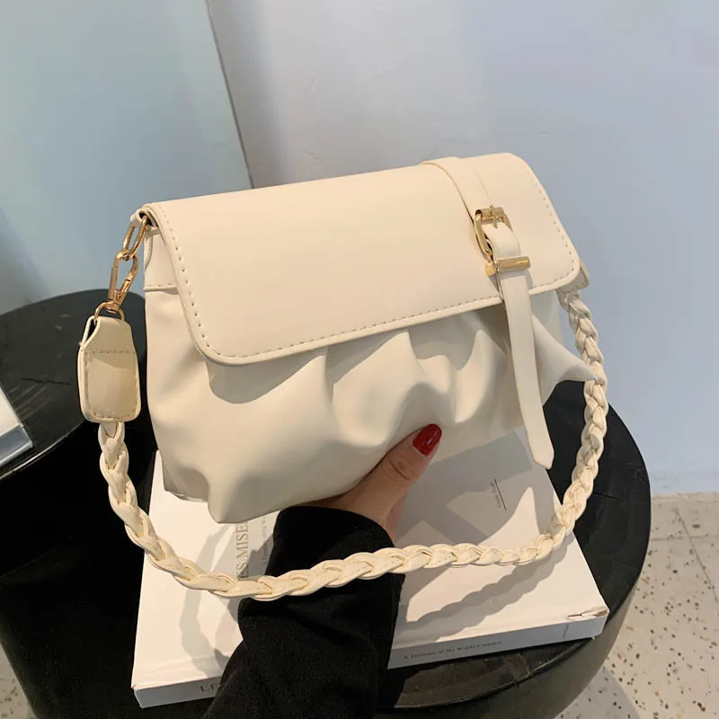 

Women Shoulder Bag Solid Color PU Leather Cross Body Handbag Trend 2023 Designer Fashion Casual Tote Female Armpit Bag Bolsos