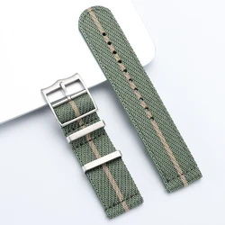 Woven Nylon Canvas Quick Release Watchband Strap for Men - Military Sport Style (Green)
