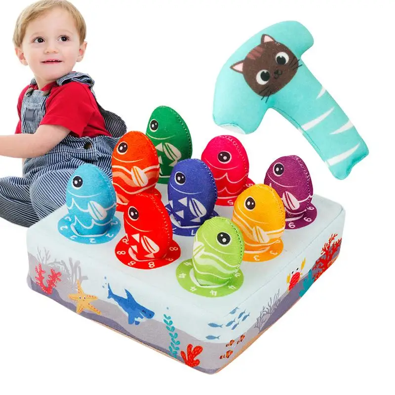 Fishing Game Plush Toy Simulation fun plush fishing box cloth box children educational early education digital cognitive match