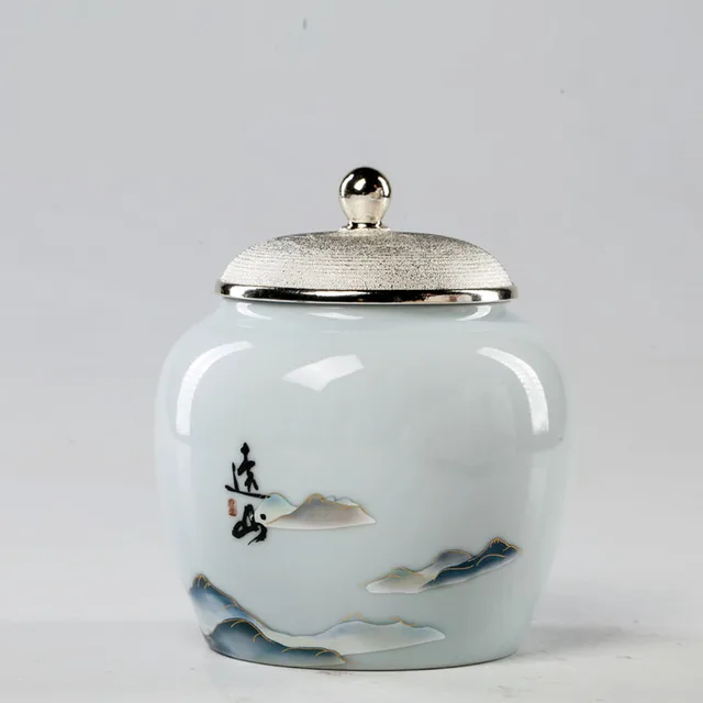 Tájkép Virágtea Kannák Cukorkabab Kávébabot Lezárt Arany Borítással. - Image 2