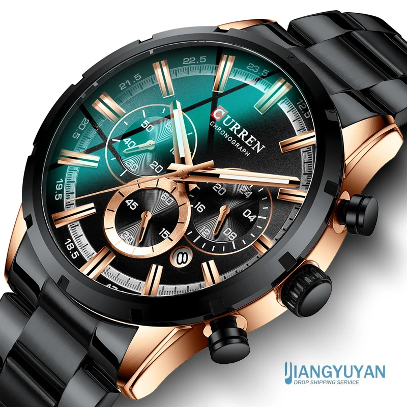 

CURREN 2023 Men’s Watches Top Brand Big Sport Watch Luxury Men Military Steel Quartz Wrist Watches Chronograph Design Male Clock