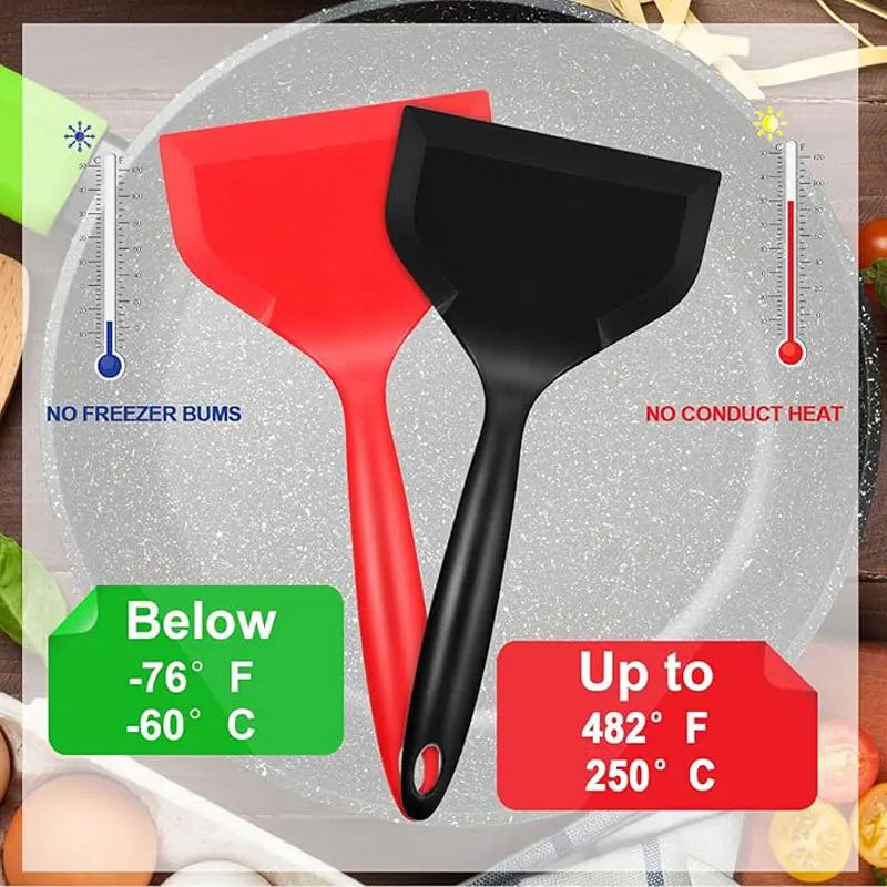 Wide Silicone Shovel Spatula Pancake Spatula Omelette Spatula Wide Flexible Turning Non-stick Cookware Kitchen Spatula