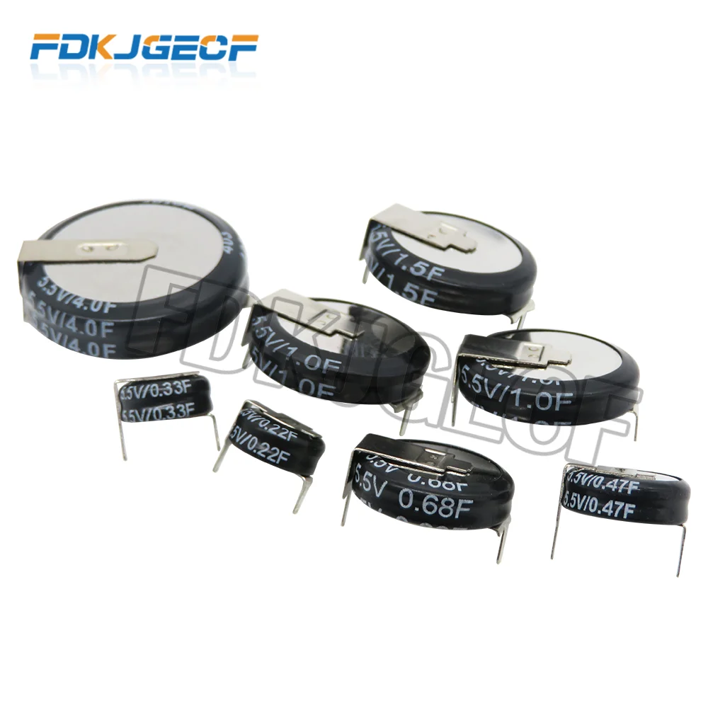2Pcs Farad Capacitor 5.5V 0.1F 0.22F 0.33F 0.47F 0.68F 1F 1.5F 4F Super Capacitor 0.1F-5.0F Double Layer Capacitor H Type