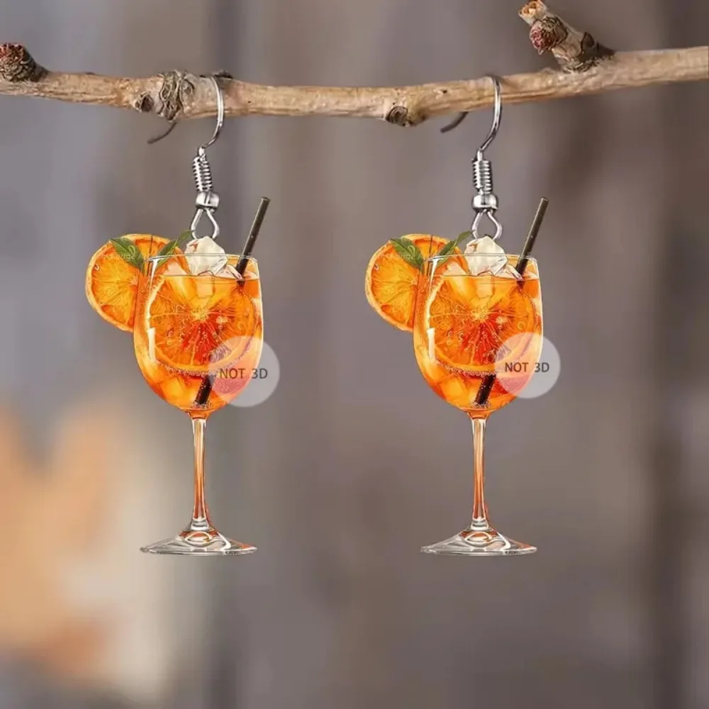 Fruit Drink Earrings Fruit Design Earrings Beer Festival Wine Glass Orange Juice Earrings 2D Flat Design Earrings Women Party Jewelry Gift For Friends