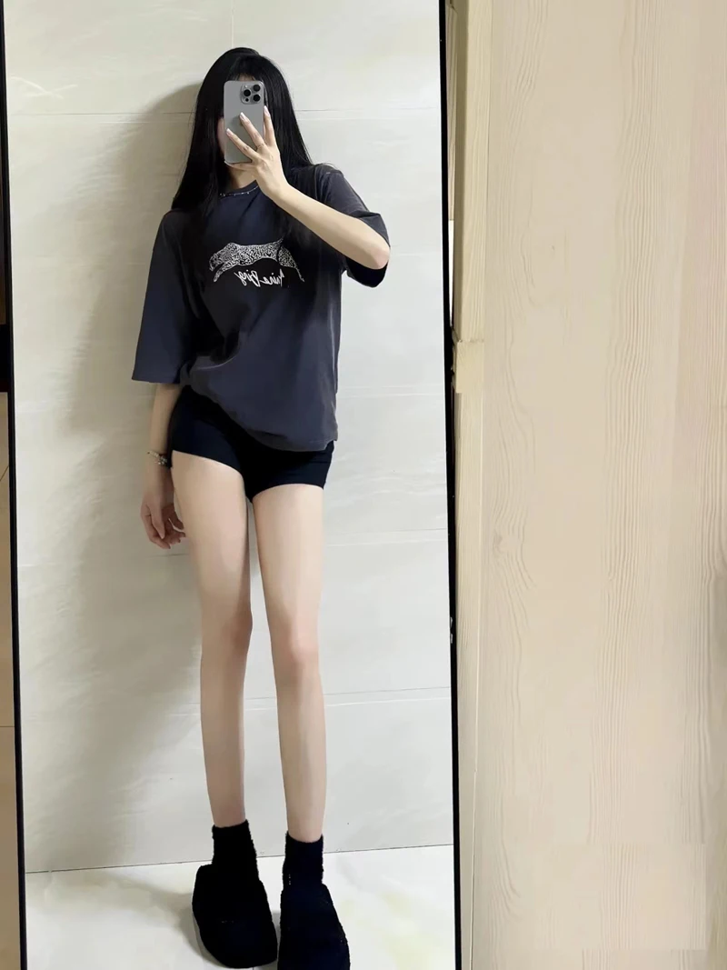 

Cross border e-commerce Rux77 2024 AB season's hottest WALKER spotted leopard letter printed short sleeved T-shirt