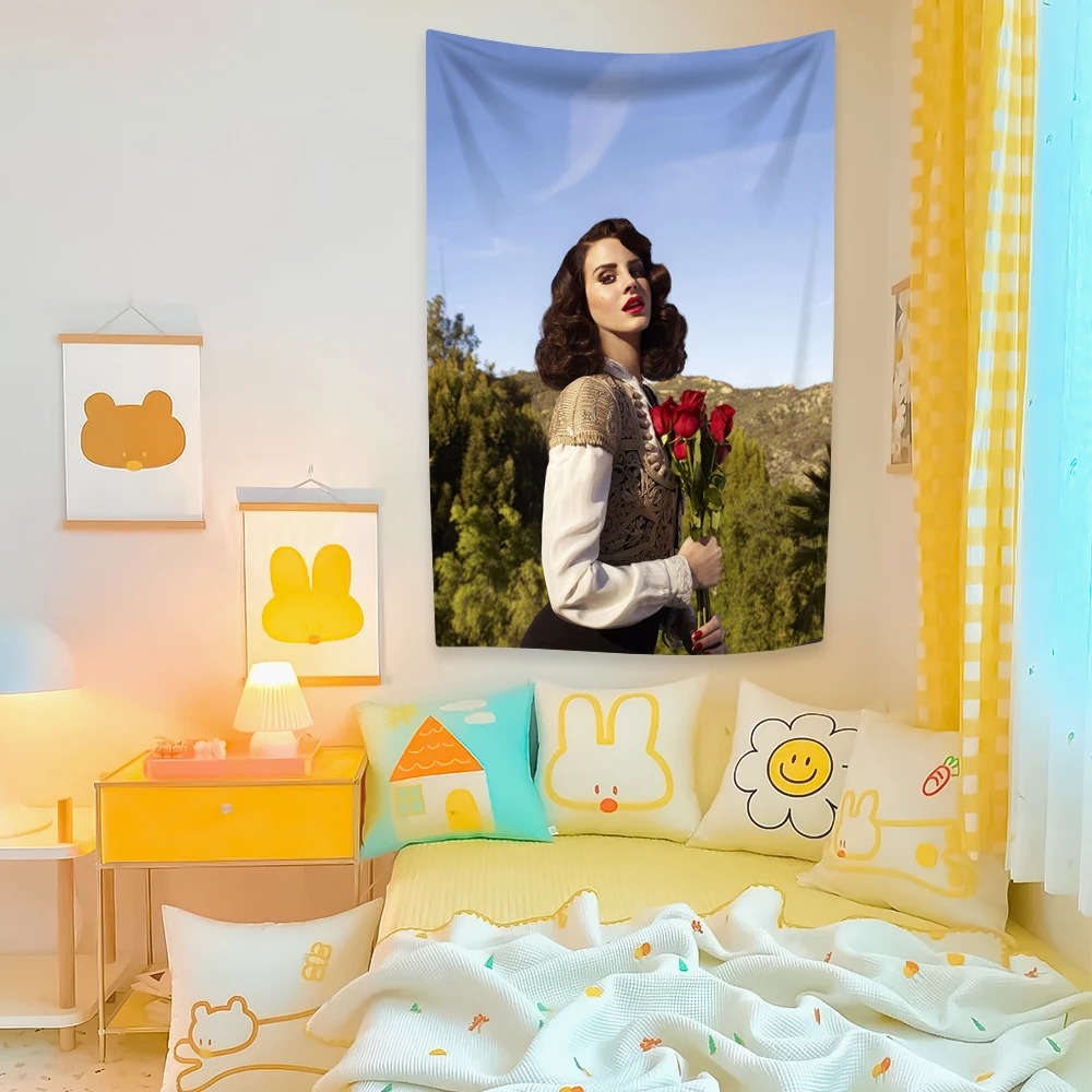 Lana Del Rey Flag Tapestry Pop Singer Poster Home Decor Aesthetics Large Fabric Wall Hanging Background Dormitory Decoration