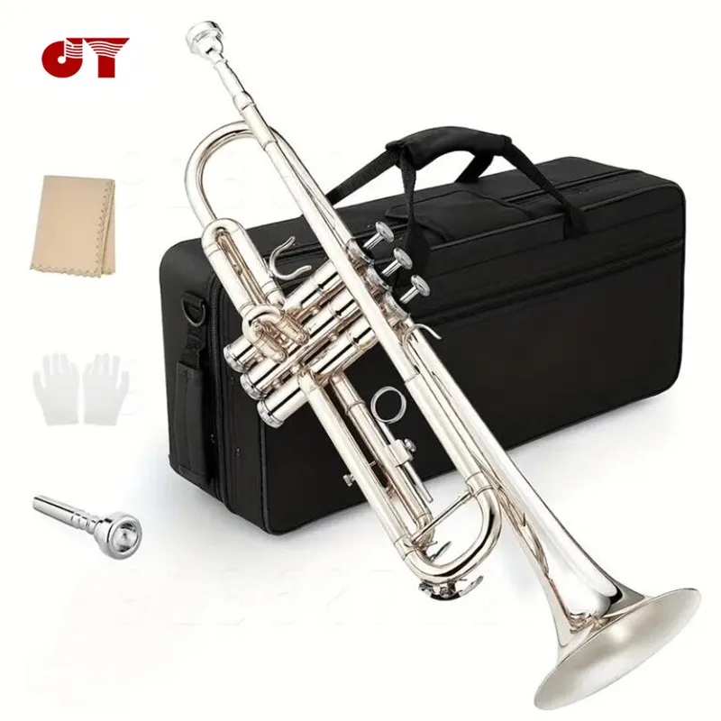 JINYIN JYTR-E109 Professional Trumpet B-flat Brass Nickel Plate Trumpet Jazz Instruments Band Horn Beginner S With Case