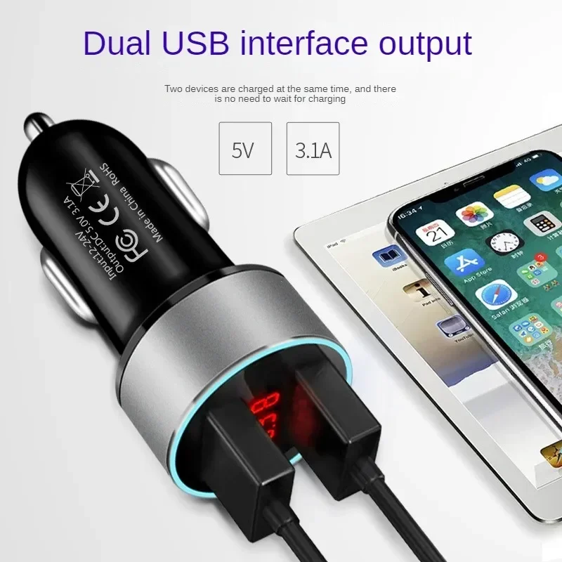 Multi-Function Dual USB Car Charger with LED Display and Voltmeter