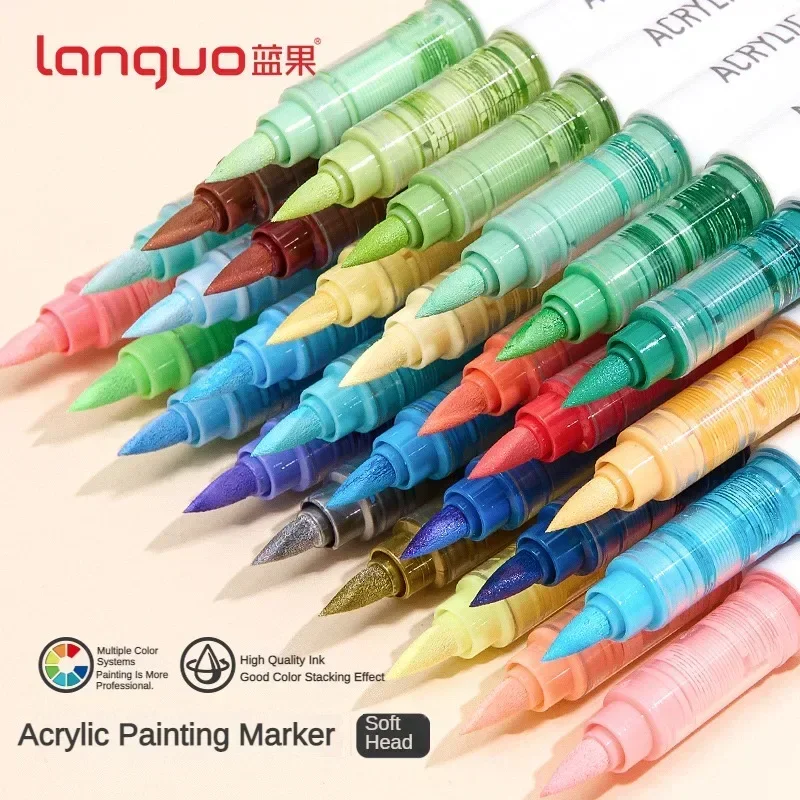 126/9 Colors Direct Liquid Acrylic Paint Pens Brush Marker for Rock Painting Stone Glass Wood Canvas DIY Art Supplies Stationery acrylic paint markers,paint marker pen,paint marker pens