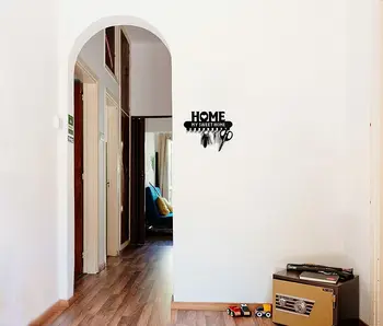 Black Metal Key Holder Hooks Wall hanging Wall-mounted Coat rack Sweet Home Wall Hanger Iron Art Decor for Front Door Kitchen 5