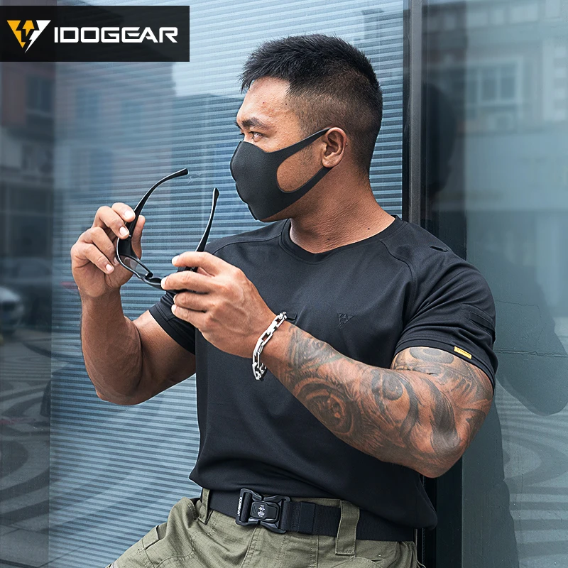 IDOGEAR Tactical Summer T-Shirt Breathable Round Neck Tshirt Fitness athletic sportswear Gym Shirt  Short Sleeve Quick Dry 3114