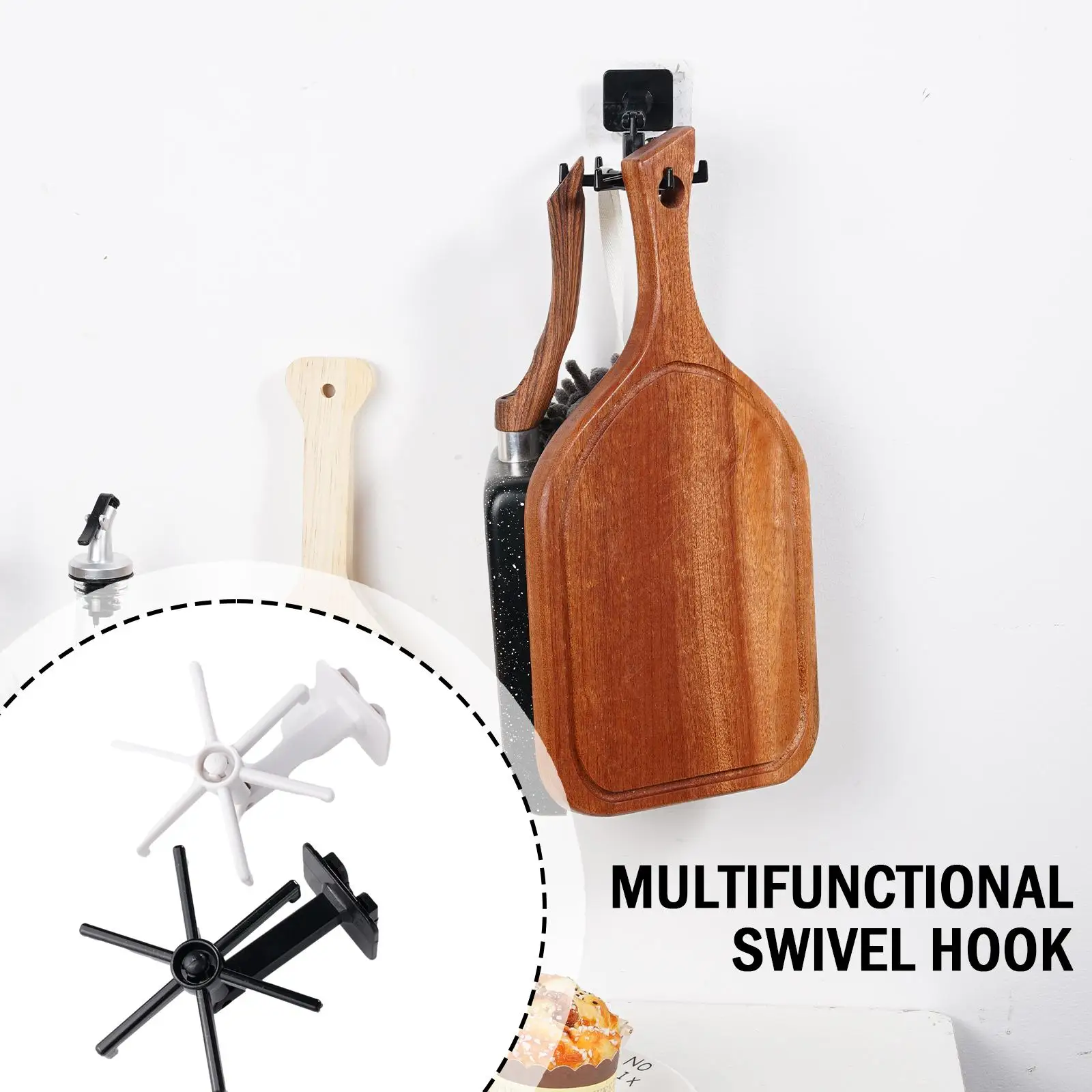 

Multifunctional Rotating Hook Kitchen Storage 360-degree Hook Hook Household Punch-free Multi-scene Seamless Six-claw Stick