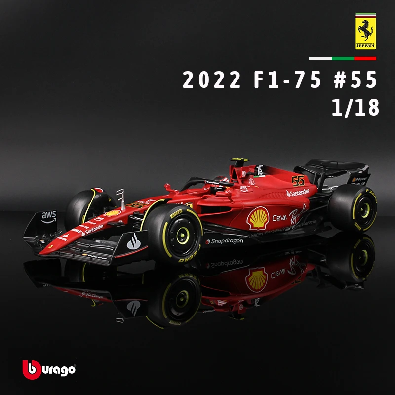 Bburago 1:18 2022 Ferrari F1 F1-75 #55 Modello Di Auto Simulazione Modello Di Auto In Lega Strumento Giocattolo Collezione Di Decorazioni Artigianali