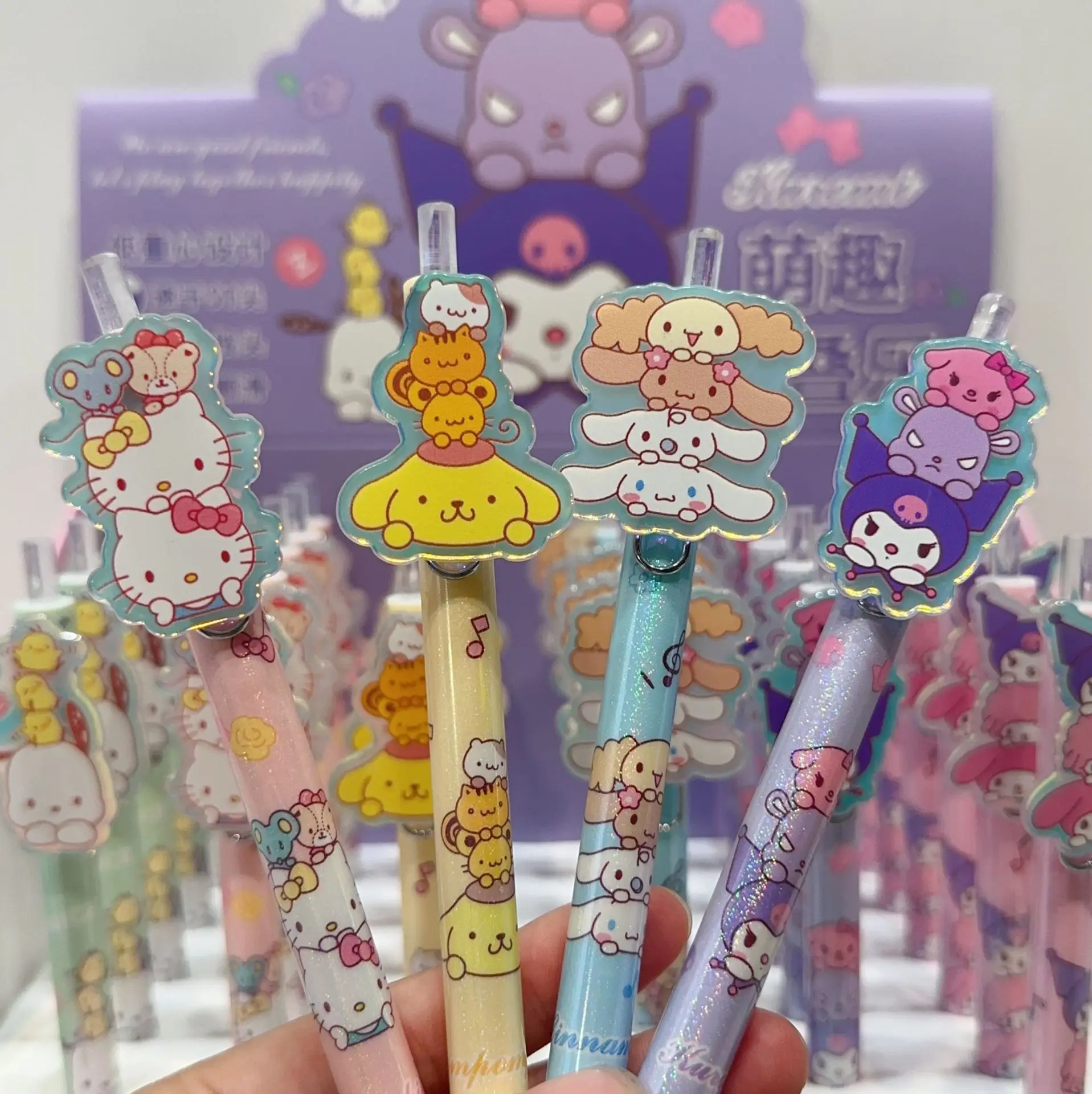 

36pcs Sanrio Gel Pens Anime Hello Kitty Kuromi Signature Neutral Pen Student Writing Office School Supplies Stationery Wholesale