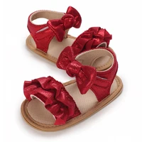 Toddler Crib Shoes Summer Baby Infant Girl Sandals Princess PU Pull Strap Flat Anti-Slip Rubber Sole Light Weight Newborn Girl 4