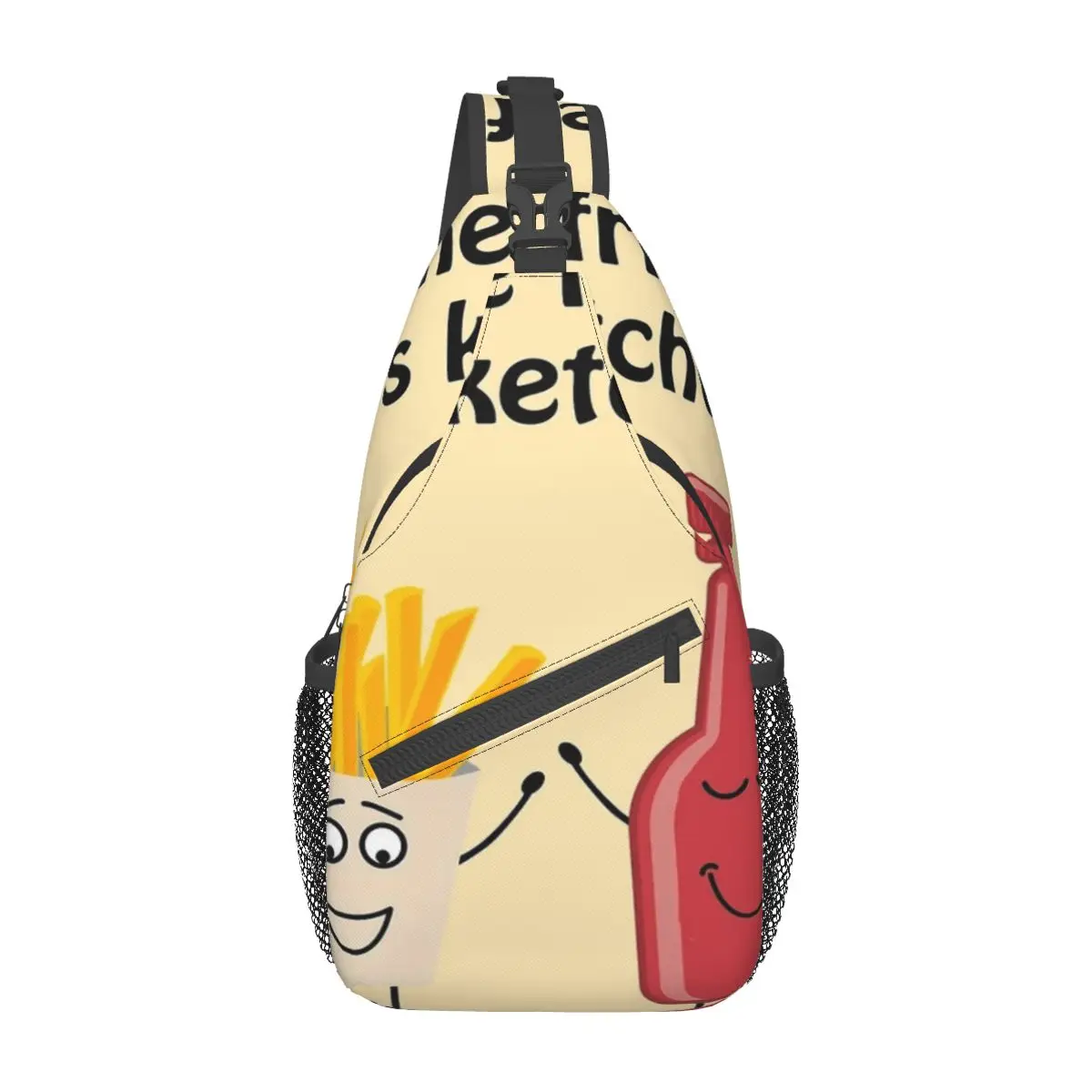 

Нагрудная сумка с изображением картофеля фри, let Ketchup-симпатичная и забавная сумка для фаст-фуда, праздничная нагрудная сумка через плечо из полиэстера, настраиваемая