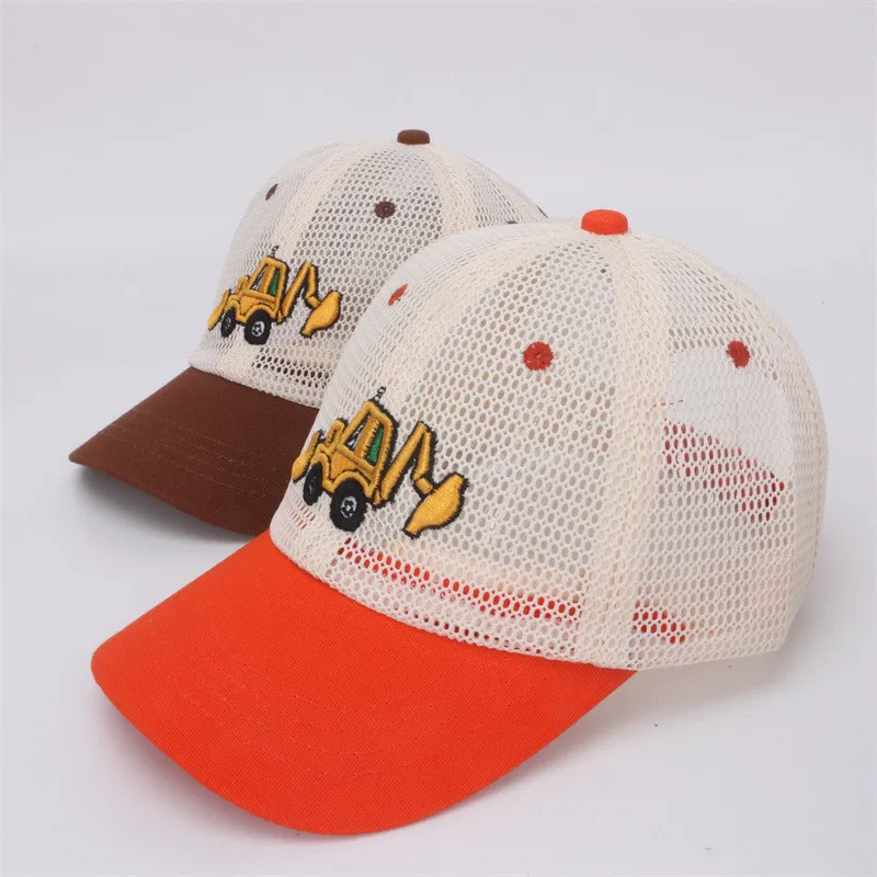 Baseball Cap Baby Hat Kids Sun Hat Kids Mesh Adjustable Summer Flat Cap Cute Cartoon Boys Girls