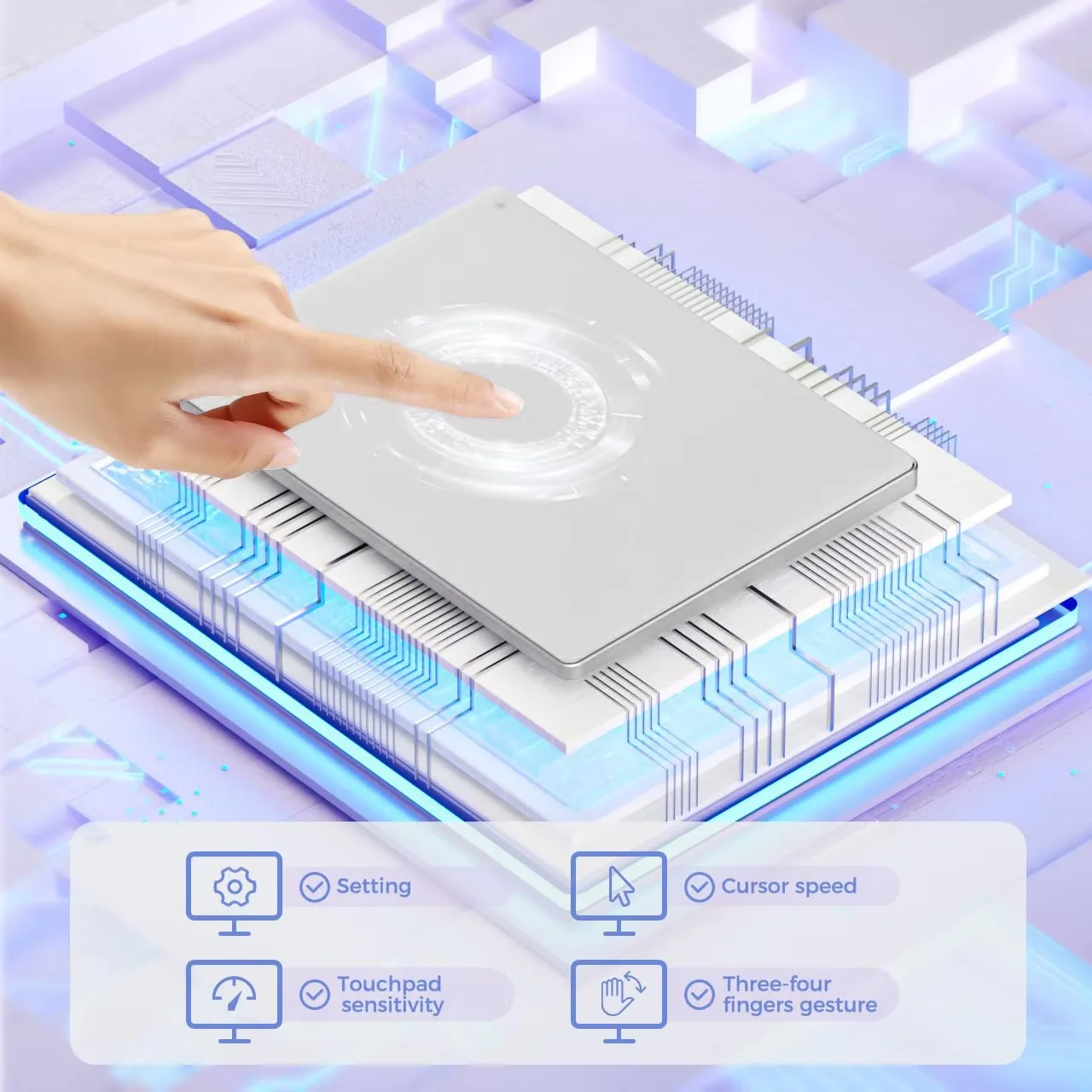 Wired Trackpad with Multi-Touch High Precision Navigation,Aluminum Glass Surface Wired Touchpad for Windows 10/11
