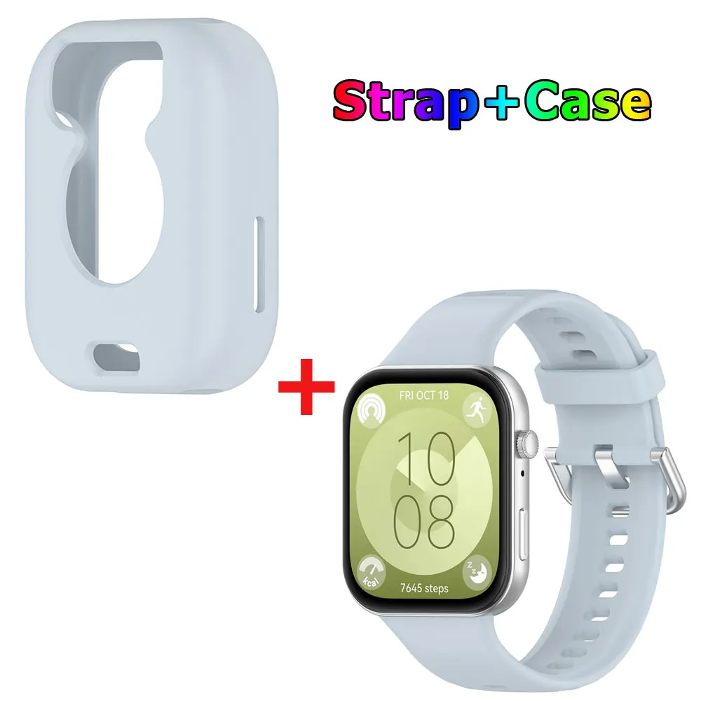Silicone Watch Strap with Protective Case for Huawei Watch Fit 3: All-In-One Band and Screen Protector Combo
