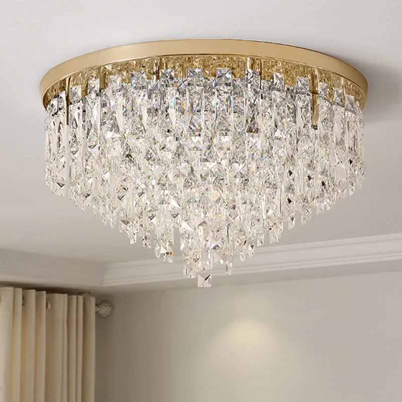 

Royal Modern Bedroom Crystals Ceiling Lamp Lustre Steel Led Lights Art Deco Chandelier Lighting Fixtures