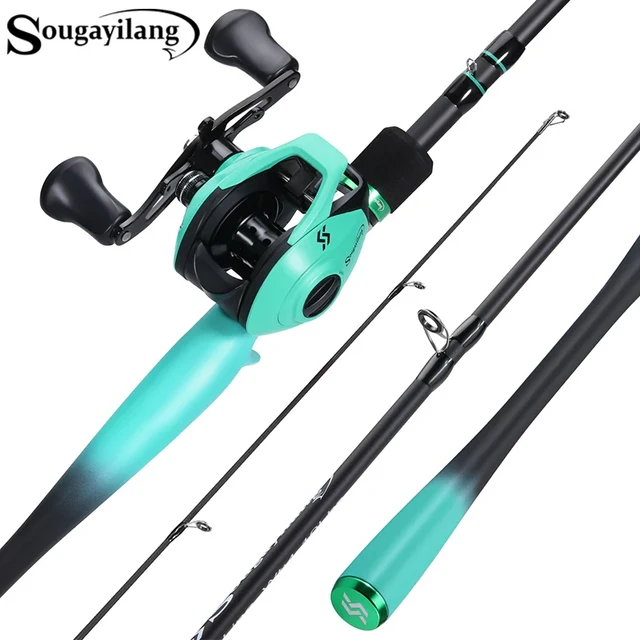 Sougayilang Fishing Rod and Reel Combo 1.8-2.1m Baitcasting Fishing Rod and  7.2:1 High Speed Casting Reel for Saltwater Pesca