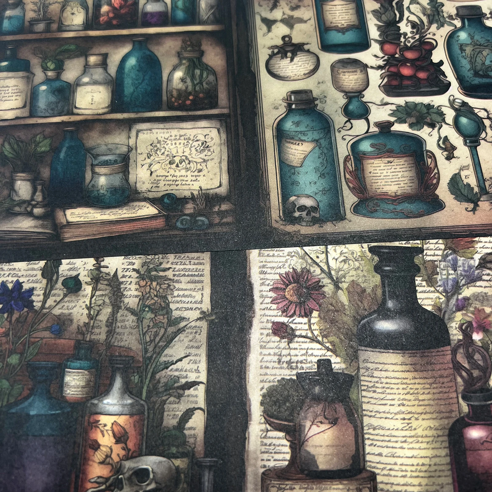 Viguscraft 10Sheets A5 Size Dark Magic Gothic Pill Bottle Junk Diary Magazine Scrapbooking