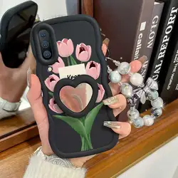 Stay Happy Phone Case Set with Lanyard and Stand - 3 Piece Set - Galaxy A30 (Black)