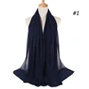 Musulman en mousseline de soie Hijab femmes bulle en mousseline de soie écharpe pour femmes dames voile musulman Islam couleur unie malaisie Musulman Wrap foulards