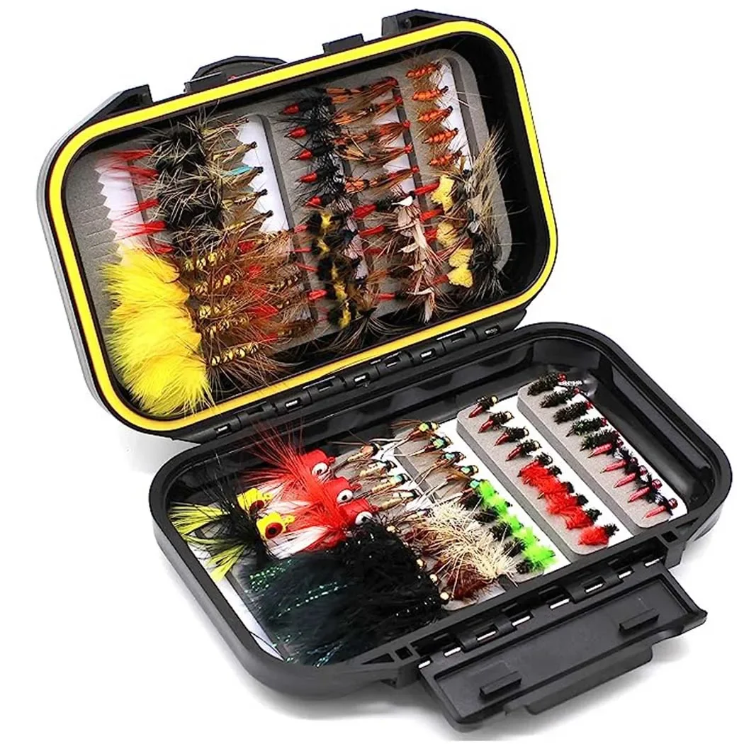 Fly Fishing Flies Kit, 24-120Pcs Handmade Fly Fishing Gear with Dry/Wet  Flies, Fly Assortment Trout Bass Fishing with Fly Box
