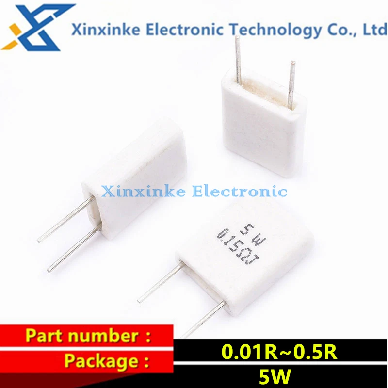 BPR56 Non-inductive Ceramic Resistance 5W 0.01 0.02 0.05 0.1 0.12 0.15 0.22 0.25 0.3 0.47 0.5 ohm 0.1R Cement Resistor 10PCS