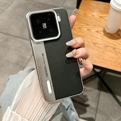 Elegant Leather Stitching Phone Case - Stylish Plating & Shockproof Design for Xiaomi 14Ultra (Black)