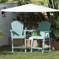 Tall Adirondack Chairs Set of 2,Recycled Poly Balcony Chair with Double Connecting Tray Patio Stools Weather Resistant 2