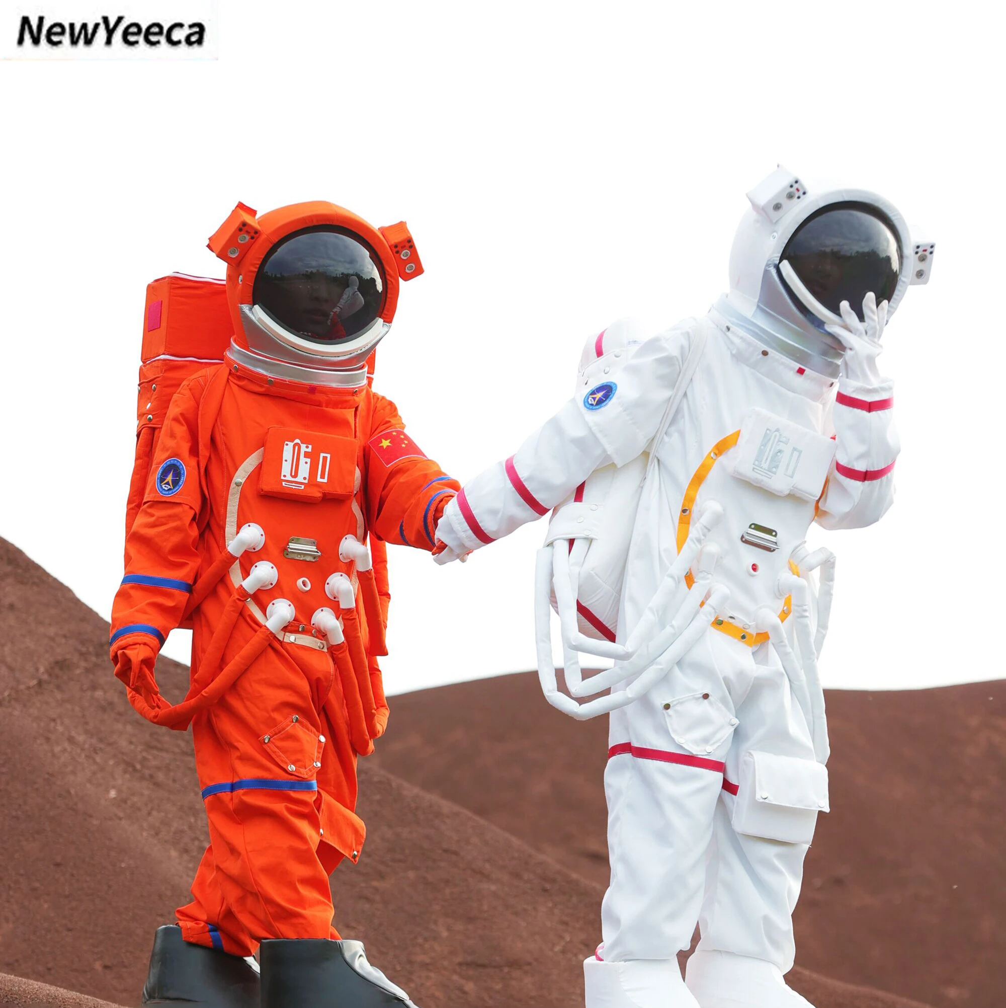 Disfraces de Mascota de astronauta azul blanco para adultos, traje