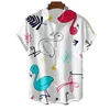 Hawaiian Oversized Men's Shirt Cartoon Cat Bird Pattern Floral Print Social Men Graffiti Clothing Vintage Harajuku New Summer 3