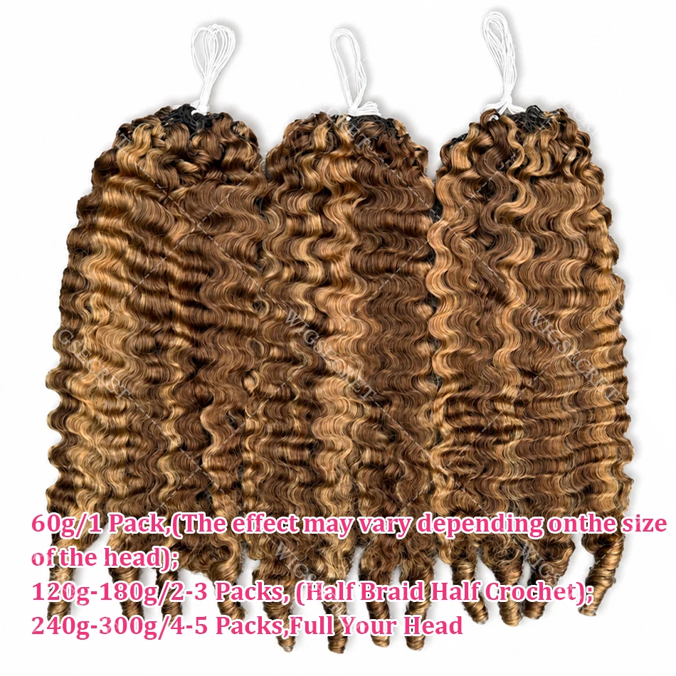 Honey Blonde Highlight Burmese Curly Crochet Human Hair For Braids Pre-Separated Knotless Ombre Miracle Knots Feather Human Hair 2