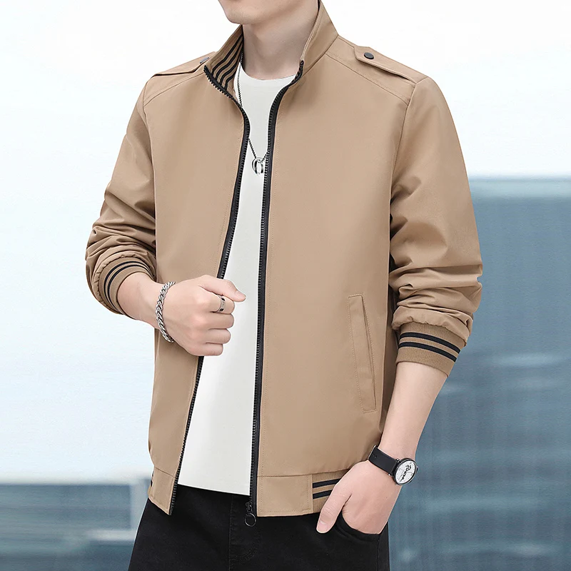 

BROWON Brand Casual Coats Men Korean Fashion Business Casual Stand Collar Mens Jacket 2024 Autumn Solid Color Outwear Clothe Men