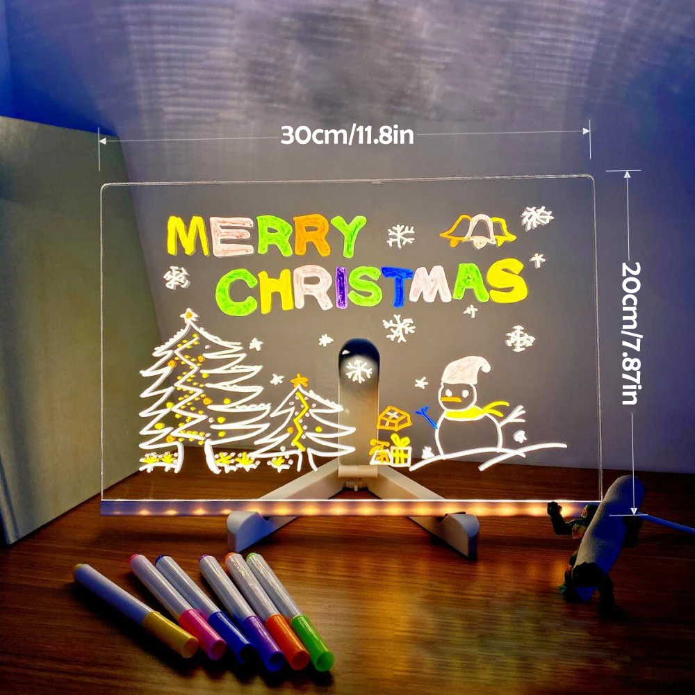 LED Note Board Night Light with 7 Colors Pen Lighted Acrylic Drawing Board Glowing Message Marker Board For Office School Home 5