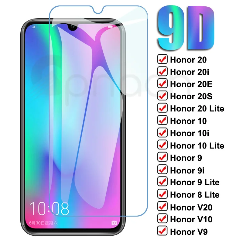 9D закаленное стекло для Huawei Honor 20 10 Lite 20i 20E 20S 10i V20 V10 защитное 9 8 9i Защитная пленка