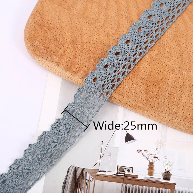 Lace fabric 25mm Cotton Lace 5Yard/Lot Hometexile Cloth Wrap Knitting Embellishments DIY Patchwork Craft Lace Trims Scrapbooking
