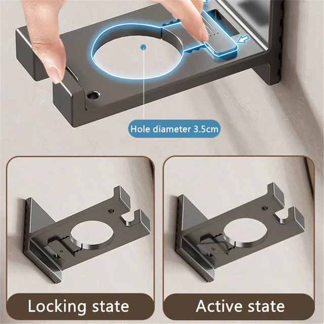 Állítható Sampon Palack Tartó Falra Szerelt Ingyenes Lyukasztó Univerzális Tusfürdő -Palack Állvány Kézi Szappan Adagoló - Image 4