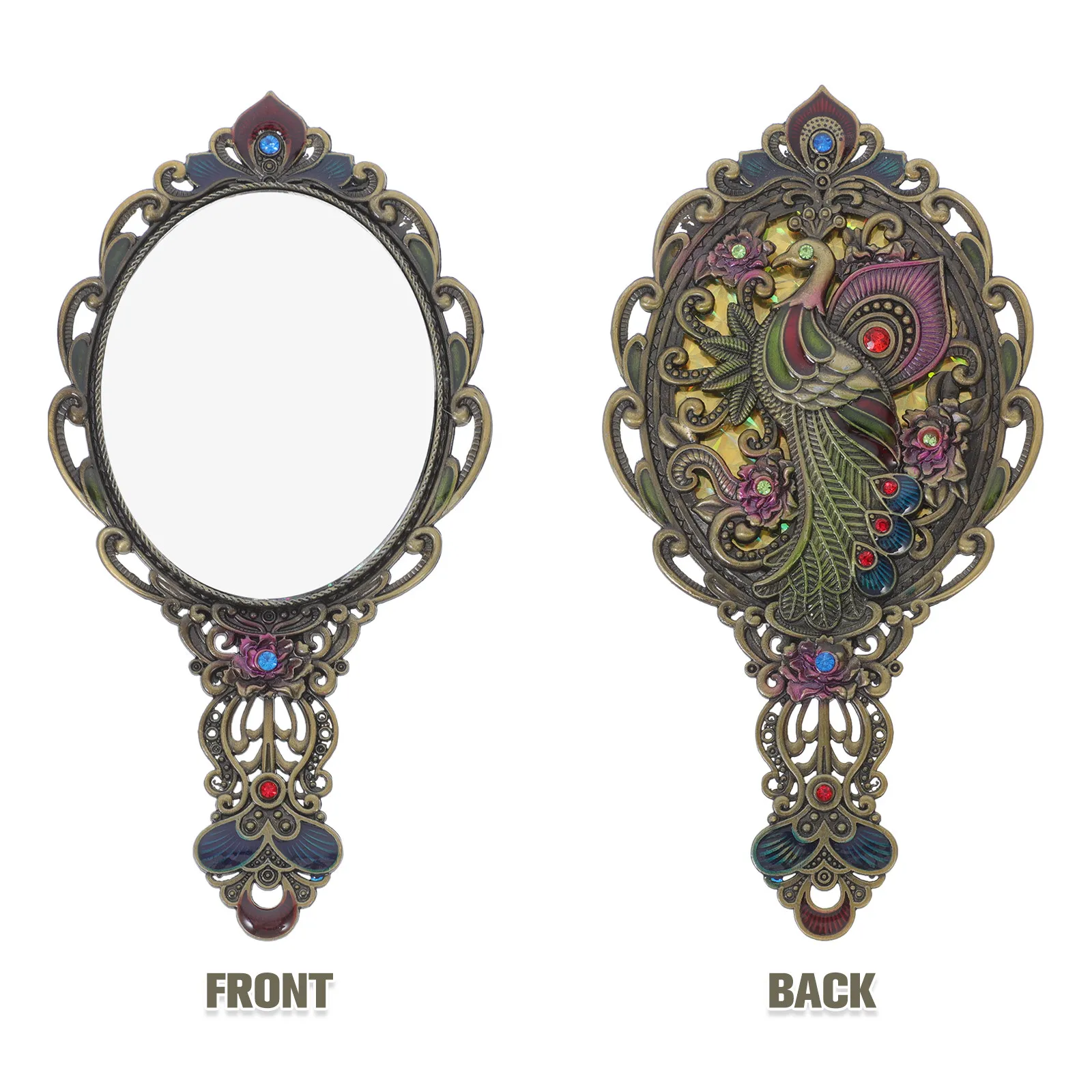 1 세트 빈티지 공작 화장 거울 금속 휴대용 소형 거울 빗 세트 장 경량 휴대용 여행 선물